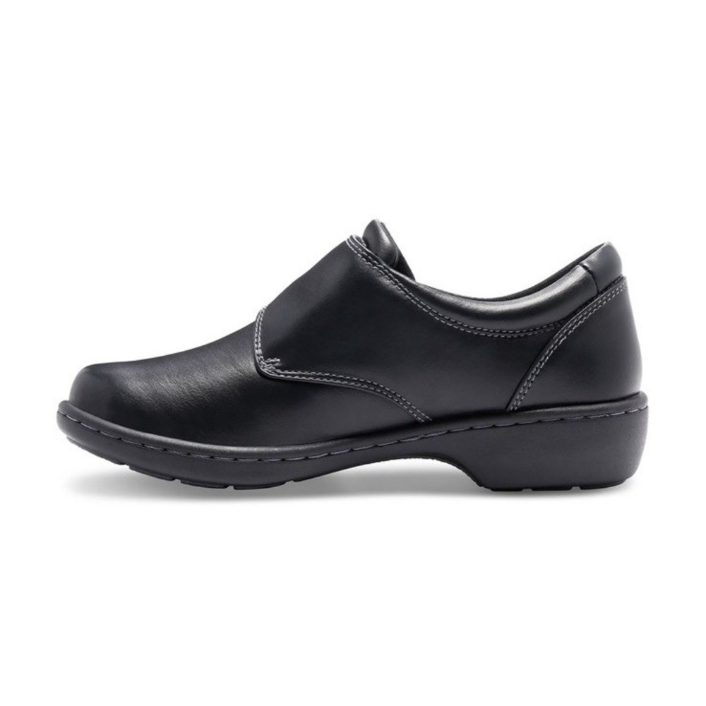 Black Women's Comfort Slip-On Shoe with Buckle - Picture 3 of 8